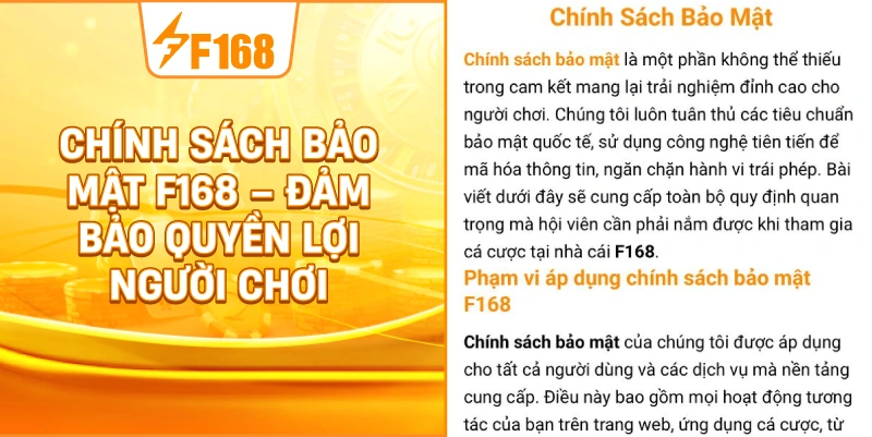 Chính Sách Bảo Mật F168 – Đảm Bảo Quyền Lợi Người Chơi